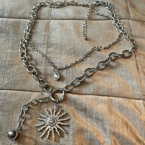 Silver Sunburst Pendant Necklace